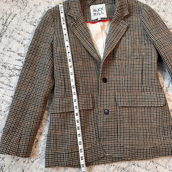 Alex Mill XS Houndstooth Jacket in Brown and Cream - Picture 6 of 12